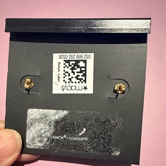 Coach Pink and Gold Stud Camara Earrings - Picture 5 of 5